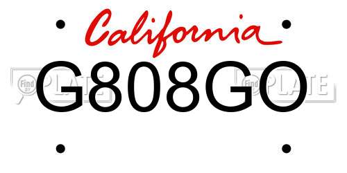G808GO California License Plate