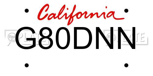 G80DNN California License Plate