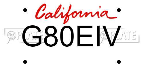 G80EIV California License Plate