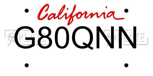 G80QNN California License Plate