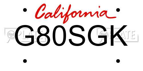 G80SGK California License Plate