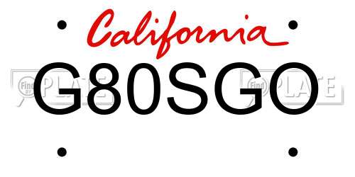 G80SGO California License Plate