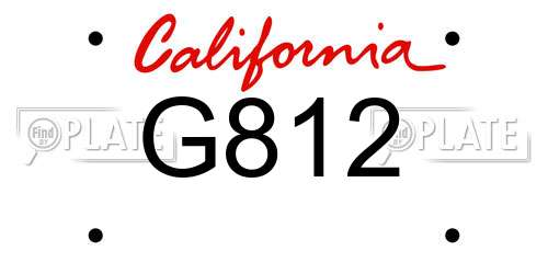 G812 California License Plate