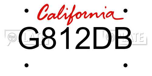 G812DB California License Plate