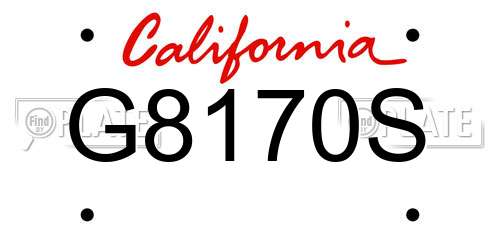 G8170S California License Plate