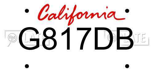 G817DB California License Plate