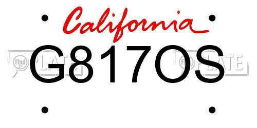 G817OS California License Plate