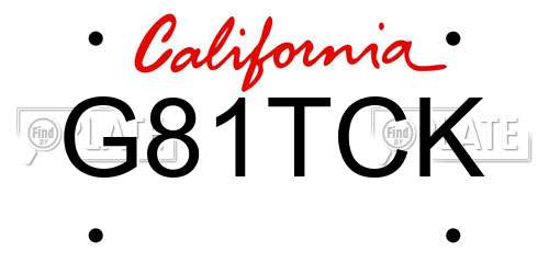 G81TCK California License Plate