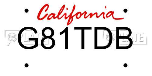 G81TDB California License Plate