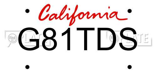 G81TDS California License Plate