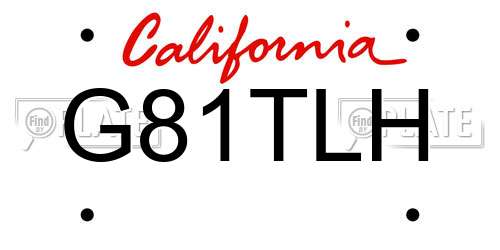 G81TLH California License Plate