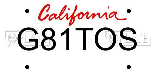 G81TOS California License Plate