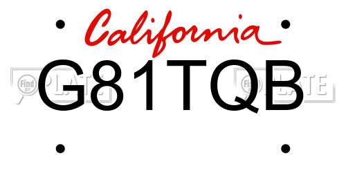 G81TQB California License Plate