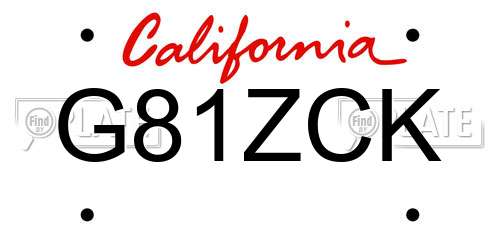 G81ZCK California License Plate