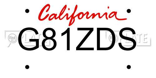 G81ZDS California License Plate