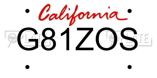 G81ZOS California License Plate