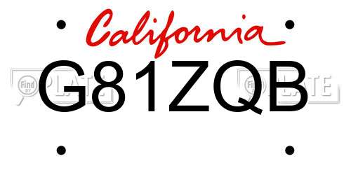 G81ZQB California License Plate