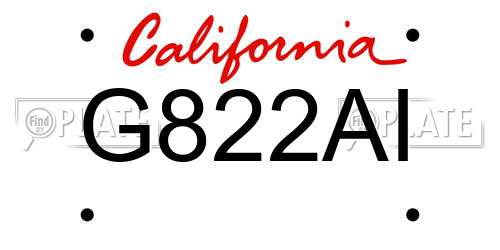 G822AI California License Plate