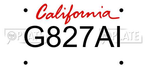 G827AI California License Plate