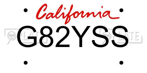G82YSS California License Plate