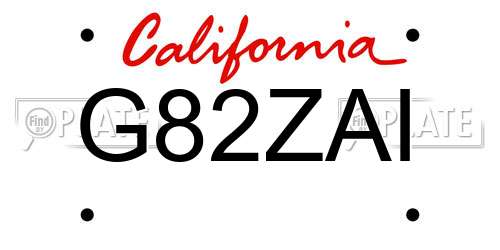 G82ZAI California License Plate