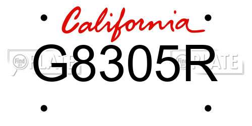 G8305R California License Plate