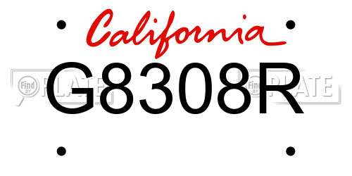 G8308R California License Plate