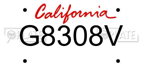 G8308V California License Plate