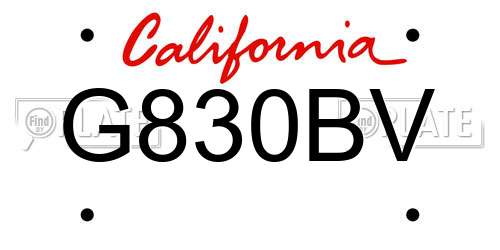G830BV California License Plate