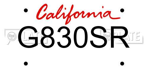 G830SR California License Plate