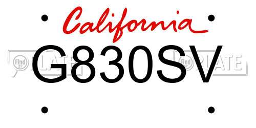 G830SV California License Plate