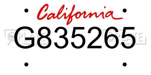 G835265 California License Plate