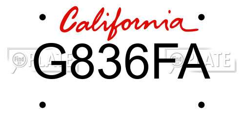 G836FA California License Plate