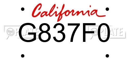 G837F0 California License Plate