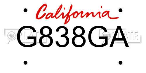 G838GA California License Plate
