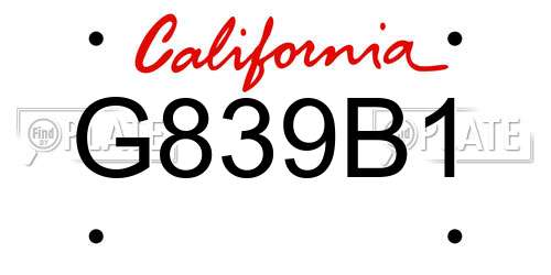 G839B1 California License Plate
