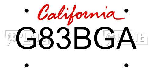 G83BGA California License Plate