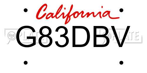 G83DBV California License Plate