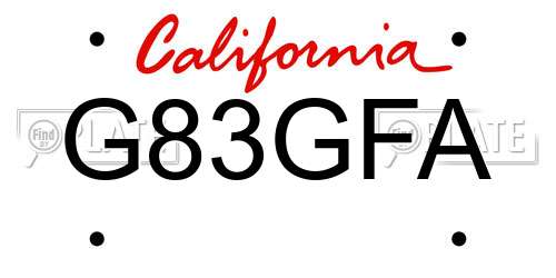 G83GFA California License Plate