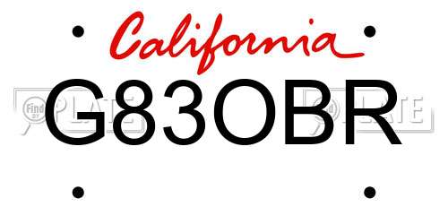 G83OBR California License Plate