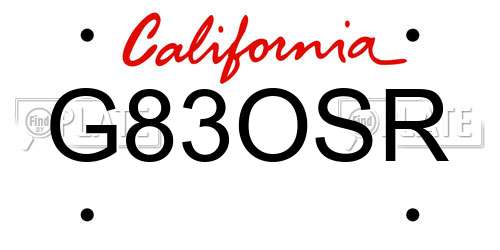G83OSR California License Plate