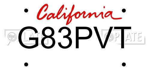 G83PVT California License Plate