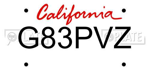 G83PVZ California License Plate