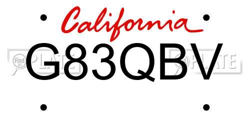 G83QBV California License Plate