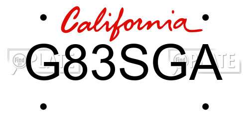 G83SGA California License Plate