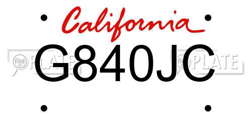G840JC California License Plate