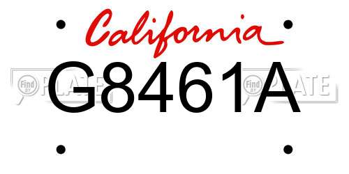 G8461A California License Plate