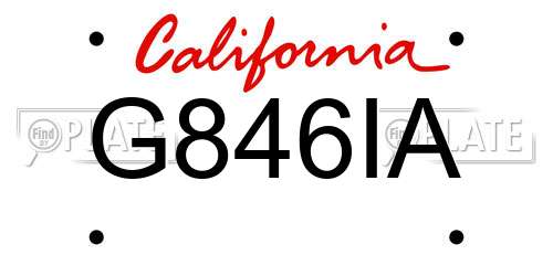 G846IA California License Plate