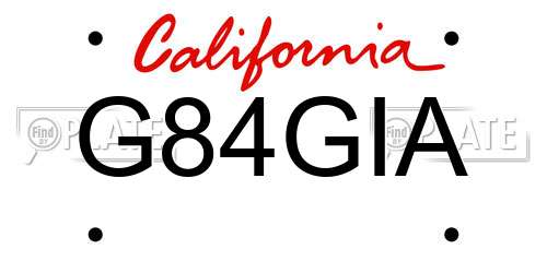G84GIA California License Plate