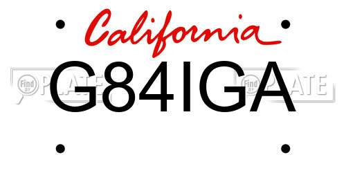 G84IGA California License Plate